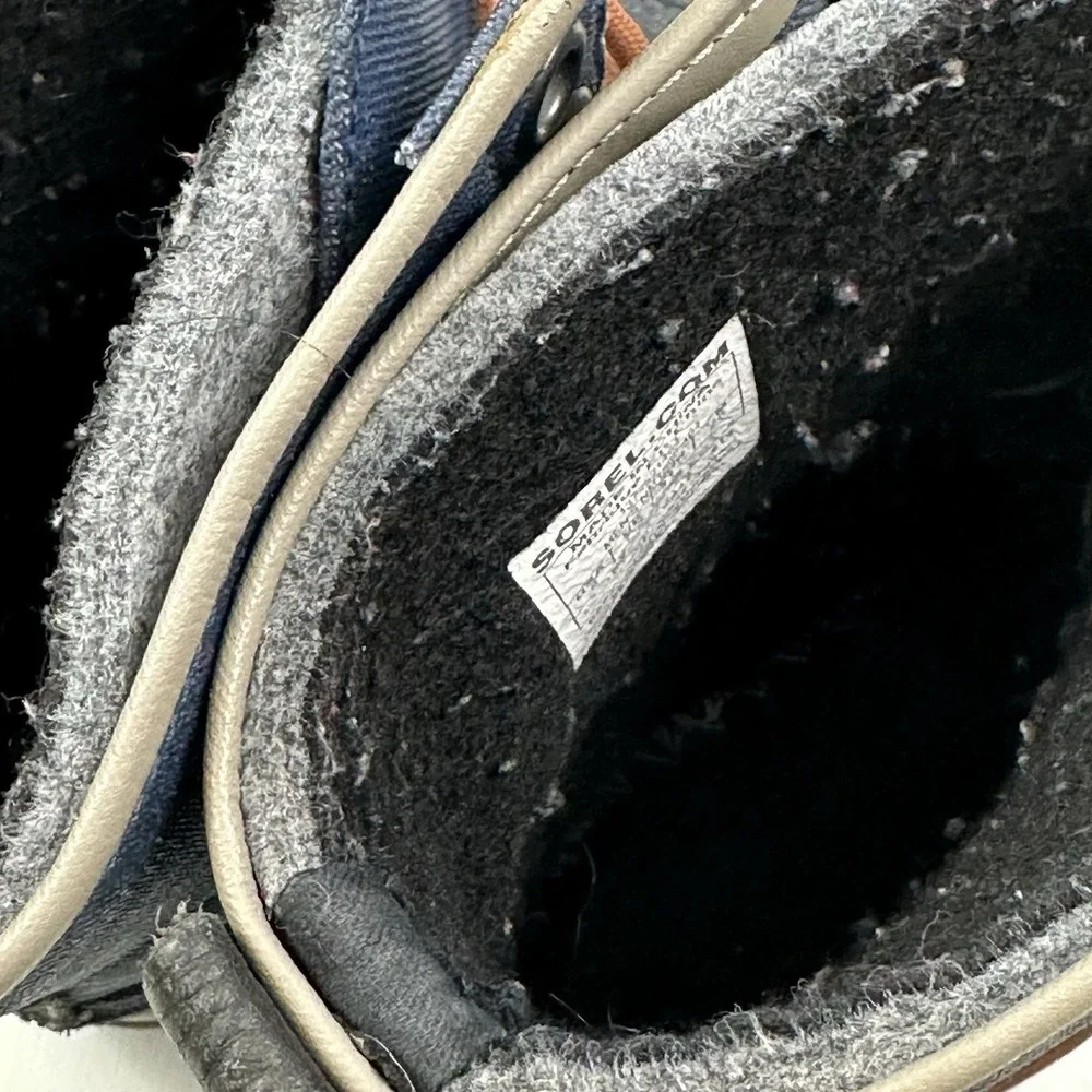Sorel 1964 Premium T Lined Boots Men 8 Navy Blue Canvas‎ Waterproof Nm1560 464